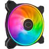 Cooler Master MasterFan MF140 Halo2 ARGB - Custodia e ventola di raffreddamento,RGB doppio anello,cuscinetto fucile,lame bilanciamento ingrandite,sensore inceppamento,driver IC aggiornato-140mm,Nero