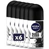 Nivea Men, deodorante invisible Black & White, antitraspirante, 48h, roll-on, 50 ml, confezione da 6