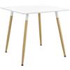 [en.casa] Tavolo da Pranzo con Piano Quadrato 80x80 cm Gambe in Acciaio Effetto Legno Arredo Cucina Mensa Ufficio Tavolo a 2-4 Posti - Bianco