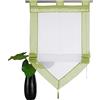 SIMPVALE, Tenda a pacchetto per cucina, bagno, balcone, tenda da finestra in voile trasparente con decorazione con nappe, colore verde, 45 x 140 cm