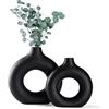 CEMABT Vasi per erba della pampa, vaso creativo moderno, realizzato a mano, in ceramica nera opaca, fiori secchi, ornamenti per ufficio, decorazione della casa, set di vasi