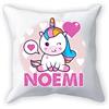 Overthetee Cuscino Bambina Unicorno - Personalizza Nome - Cuoricini - Unicorni - Bimba - Idee Regalo - Cuscini da divano 40x40 CM - Bimba