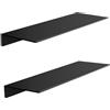 HNVNER Mensola Nera da Muro in Metallo, Mensole Adesive per Bagno, Salotto | Mensola Doccia in Alluminio Anodizzato, Antiruggine, 40 x 12,5 cm, Foratura o Senza Foratura, Scaffale da Parete per Foto