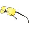 SUNGAIT Occhiali da sole rettangolari ultra leggeri uomo polarizzati UV400 protezione CAT 3, Cornice nera/lente notturna gialla, taglia unica