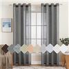 MIULEE Tende Lino Trasparenti Grigio Scuro con Occhielli, 2 Pannelli 140L x 200A cm - Tende Soggiorno & Camera da Letto Filtranti Luce per Interni