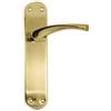 Micel - 07078 - Set di maniglia per porta con ampia piastra in acciaio e maniglia in alluminio, finitura in ottone satinato, colore oro, 280 x 145 x 70 mm