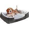 Ferplast Cuccia Cane e Gatto, Cuscino Peloso SWEETIE in Caldo Cotone, Morbido Tocco, Taglia Grande, 55 x 48 x h 18 cm, Grigio e Bianco