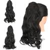 Gairyan 45cm Coda Finta Capelli Extension Ricci con Pinza Posticci per Capelli Sintetici Extension Coda Capelli Mossi Ondulati Lunghi Clip Coda di Cavallo Claw Naturale per Donna - Jet Nero