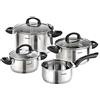Karcher Set di Pentole Mia con Coperchi in Vetro, Adatto ai Piani a Induzione, Acciaio Inox, 4 Pezzi