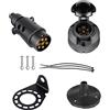BEIJISTAR Kit Presa Spina per Rimorchio 7 Poli con Guarnizione in Gomma e Staffa di Montaggio in Metallo, 12V Connettore Presa Spina per Rimorchio 7 Poli Impermeabile, per Camion RV Barca Caravan