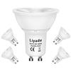 Liyade 5 Pezzi lampadine LED GU10 5W, 3000K 450lm, 5W(Equivalente A 50W), Faretto LED, Lunga Durata, Basso Consumo,Non Dimmerabile(Bianca Calda)