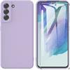 ARRYNN Custodia per Samsung Galaxy S21 FE 5G Cover + Pellicola Protettiva Vetro Temperato,Liquid Silicone TPU Case Cover per Samsung Galaxy S21 FE 5G - Viola