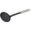 Fackelmann Cucchiaio da 33 cm, manico ovale, scolapiatti per padelle e pentole rivestite, utensili da cucina in acciaio inox e plastica di alta qualità (colore: argento/nero), quantità: 1 pezzo