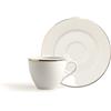 Excelsa Gold Tazza Caffe' con Piattino, Porcellana, Bianco/Bordo Oro, 12 Centimeters cm, 2 unità