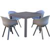 MIlani Home JERRI - set tavolo in alluminio cm 90/180 x 90 x 75 h con 4 poltrone Jessie