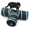 Hjkiopc Tunnel per Gatti,Bunny tunnel,tunnel per gatti a 2 vie,giocattoli per animali domestici,conigli,cani,Animali Domestici,Gatto Adatto per Interni ed Esterni,crinkle pieghevole (Blu, stile T)
