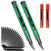 EHDIS 2 pezzi Taglierino Cutter Professionale 9mm con 20 Lame a Scatto, Taglierini Retrattili, con Corpo in Alluminio, Taglierino Multiuso Autobloccante, per Tagli di Precisione, Verde
