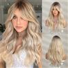 HAIRCUBE Parrucche Bionde Lunghe da Donna Parrucca di Capelli Sintetici con Frangia