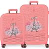 Enso Bonjour Coral Set Valigia 55/70 cm Rigida ABS Lucchetto TSA Integrato 116L 7,54 kg 4 Doppie Ruote Bagaglio a Mano
