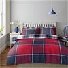 GC GAVENO CAVAILIA Set copripiumino reversibile, motivo scozzese, per letto matrimoniale, super morbido, rosso