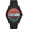 Diesel Orologio Double Up da uomo, movimento a tre lancette, cassa in nylon nero 43 mm con cinturino in silicone, DZ1982