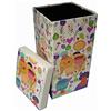 Biscottini Pouf contenitore bambini e adulti 33x60x33 cm | Scatole portaoggetti richiudibili con coperchio | Pouf contenitore quadrato con decorazioni
