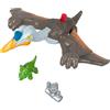 Fisher-Price Imaginext Jurassic World Dominion - Quetzal Agguato in volo, dinosauro da 18 cm con ali mobili e accessorio imbracatura, triceratopo preda incluso, giocattolo per bambini, 3+ anni, HML44