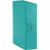 Leitz - Scatola portadocumenti con chiusura a bottone, Cartella progetti in cartone plastificato, Acquamarina, 25 x 35 x 8 cm, 39670051