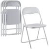 LeChamp 4 sedie pieghevoli per casa, ufficio, sedia da scrivania con cuscino imbottito per risparmiare spazio e sedie da campeggio in ecopelle Bianco