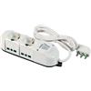 FANTON 481123-B Multipresa elettrica 6 posti con 2 prese universali e 4 prese bivalenti italiane laterali ciabatta spina grande 16A colore bianco cavo 3mt