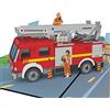 MOKIO® Biglietto di Auguri Pop-Up - Camion dei pompieri - Biglietto 3D | Biglietto di compleanno con camion dei pompieri e vigili del fuoco, come invito o biglietto di auguri per fan dei pompieri