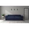 Talamo Italia - Divano fisso 3 posti Simona, Divano componibile lineare, Sofà moderno da soggiorno in tessuto, 100% Made in Italy, Cm 260x95h70, Blu