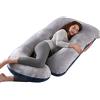SHANNA Cuscino gravidanza per dormire, Cuscino allattamento e gravidanza, grande a forma di U e supporto premaman con rivestimento in velluto sostituibile e lavabile (Blu navy e grigio-Velluto)