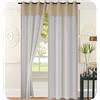 GIRASOLE HOME® Coppia Tende Filtranti in Simil Lino Tenda per Cucina e Interni 2 Pannelli con Occhielli (Beige, 140x275cm)