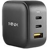 MINIX 66W USB caricatore da parete, Turbo 3 porte GaN caricabatterie universale rapida. 2 x Type-C PD 3.0, 1 x USB-A, per telefoni cellular, tablet, laptop e altro ancora.