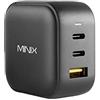 MINIX 66W USB caricatore da parete, Turbo 3 porte GaN caricabatterie universale rapida. 2 x USB-C PD 3.0, 1 x USB-A, per telefoni cellular, tablet, laptop e altro ancora. (NEO P1)