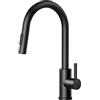FORIOUS Rubinetto Lavello Cucina Nero, Miscelatore Cucina con Doccetta Estraibile, Acciaio Inox Ad Alta Pressione Orientabile a 360°Monocomando