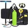 XSGDMN Bombole da Immersione Bombola Sub, 1L Mini Bombole per Immersioni Subacquee Mini Bombola di Ossigeno Attrezzatura per Immersione per Snorkeling con Pompa ad Aria ad Alta Pressione&Gonfiatore,Verde