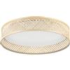 Eglo Luppineria, lampada da soffitto con paralume in bambù, lampada boho da soggiorno in legno naturale e plastica in bianco, bianco caldo