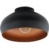 Eglo lampada da soffitto Mogano 2, lampada a luce singola, illuminazione | da soggiorno in metallo nero e rame, lampada da ingresso da soffitto, plafoniera, attacco E27