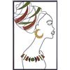 Casablanca modernes Design Casablanca - Decorazione da parete Zola in metallo - Donna con panno turbante catena orecchino - Decorazione da parete con cornice nera - 46 x 71 cm