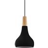 Eglo lampada a sospensione Sabinar, lampada sospesa, illuminazione da sala da pranzo in metallo nero e legno naturale, FSC100HB, E27, Ø 18 cm