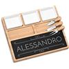 Maverton Tagliere per formaggio e salumi in ardesia - vassoio da portata in legno di bambù - set 3 posate - incisione personalizzata - rettangolare - idea compleanno per uomo - nome