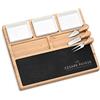 Maverton Tagliere per formaggio e salumi in ardesia - vassoio da portata in legno di bambù - set 3 posate - incisione personalizzata - rettangolare - idea compleanno per uomo - chef