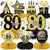LWAIX Centrotavola Compleanno Set 10pz 80 Anni Centrotavola a Nido d'Ape Decorazioni Oro NeroToppers da Tavolo per Uomini e Donne(80 Anni)