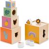 hauck Stack N Raise - Cubi Impilabili Bambini in Legno (Approvato FSC®) a Partire da 1 Anno - Gioco Bambino Sviluppa Abilità Logiche e Manuali - Stimola la Concentrazione e a Riconoscere le forme