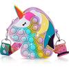 Ainiv Poppet Pop it Borsa, 2 in 1 Unicorno Fidget Bag Pop Bubble PushToy, Borsa a Tracolla con Tracolla in Silicone,Regalo Giochi per Bambini 5 6 7 8 anni (Macaron)