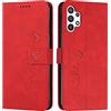 EATCYE Cover per Samsung Galaxy A32 5G, Flip Libro Libretto Custodia in Pelle PU per Samsung Galaxy A32 5G [Protezione Completa] [Slot per Scheda] [Funzione di Supporto] (#Rosso)