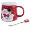 lachineuse - Tazza in rilievo - Decorazioni per gatti Maneki Neko - Tonalità rossa - Accompagnata dal cucchiaio - Decorazione Giapponese - Idea Regalo Giappone Asia