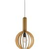 EGLO lampada a sospensione Velasco, lampada sospesa rotonda per soggiorno e sala da pranzo, illuminazione da sala da pranzo in legno di acero e metallo nero, E27